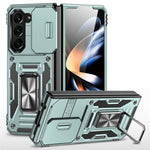 For Samsung Galaxy Z Fold5 5G Armor Series PC + TPU Phone Case Metal Kickstand Cover with Slide Camera Lid
