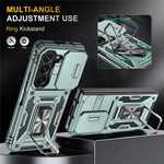 For Samsung Galaxy Z Fold5 5G Armor Series PC + TPU Phone Case Metal Kickstand Cover with Slide Camera Lid