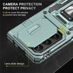 For Samsung Galaxy Z Fold5 5G Armor Series PC + TPU Phone Case Metal Kickstand Cover with Slide Camera Lid