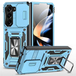 For Samsung Galaxy Z Fold5 5G Armor Series PC + TPU Phone Case Metal Kickstand Cover with Slide Camera Lid