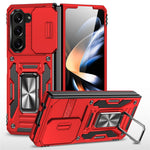 For Samsung Galaxy Z Fold5 5G Armor Series PC + TPU Phone Case Metal Kickstand Cover with Slide Camera Lid