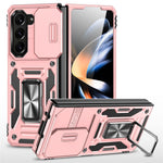 For Samsung Galaxy Z Fold5 5G Armor Series PC + TPU Phone Case Metal Kickstand Cover with Slide Camera Lid