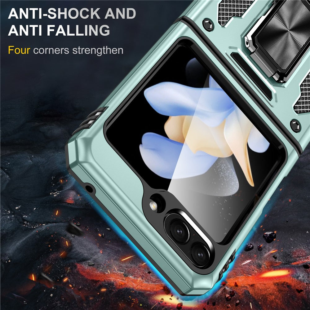 Samsung Galaxy Z Flip5 5G Armor Series PC + TPU Fallskyddande mobilskal Metallstativ