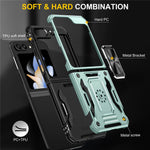 Samsung Galaxy Z Flip5 5G Armor Series PC + TPU Fallskyddande mobilskal Metallstativ