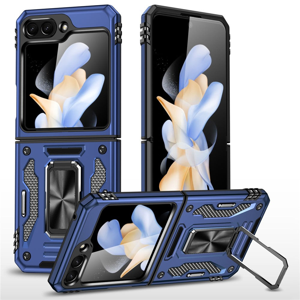 Samsung Galaxy Z Flip5 5G Armor Series PC + TPU Fallskyddande mobilskal Metallstativ