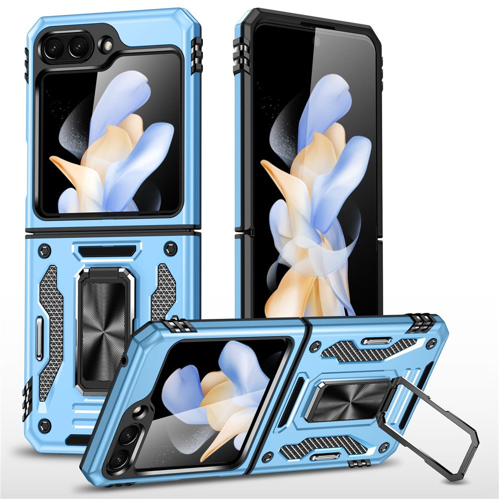 Samsung Galaxy Z Flip5 5G Armor Series PC + TPU Fallskyddande mobilskal Metallstativ