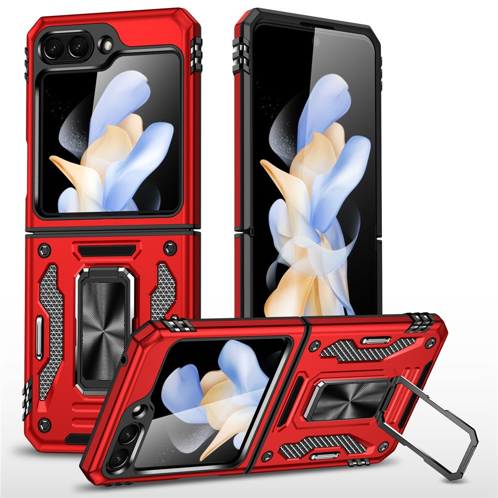 Samsung Galaxy Z Flip5 5G Armor Series PC + TPU Fallskyddande mobilskal Metallstativ