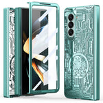 Mechanical Legend Series For Samsung Galaxy Z Fold5 5G Electroplating Phone Case All-Inclusive PC Cover with Tempered Glass Film