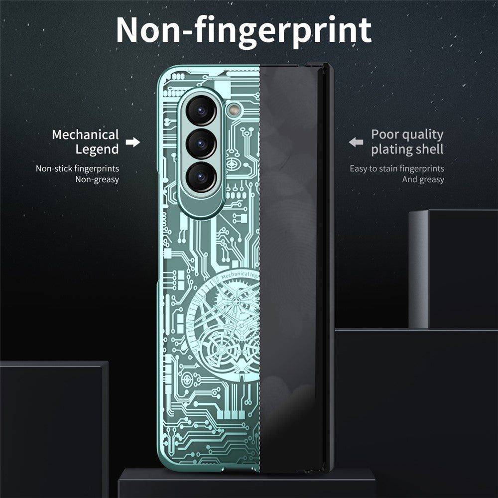 Mechanical Legend Series For Samsung Galaxy Z Fold5 5G Electroplating Phone Case All-Inclusive PC Cover with Tempered Glass Film