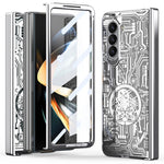 Mechanical Legend Series For Samsung Galaxy Z Fold5 5G Electroplating Phone Case All-Inclusive PC Cover with Tempered Glass Film