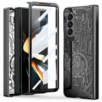 Mechanical Legend Series For Samsung Galaxy Z Fold5 5G Electroplating Phone Case All-Inclusive PC Cover with Tempered Glass Film