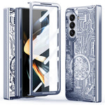 Mechanical Legend Series For Samsung Galaxy Z Fold5 5G Electroplating Phone Case All-Inclusive PC Cover with Tempered Glass Film