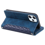 For Xiaomi Redmi 12 4G Phone Case PU Leather Shell Rhombus Pattern Imprinted Zipper Pocket Wallet Stand Cover