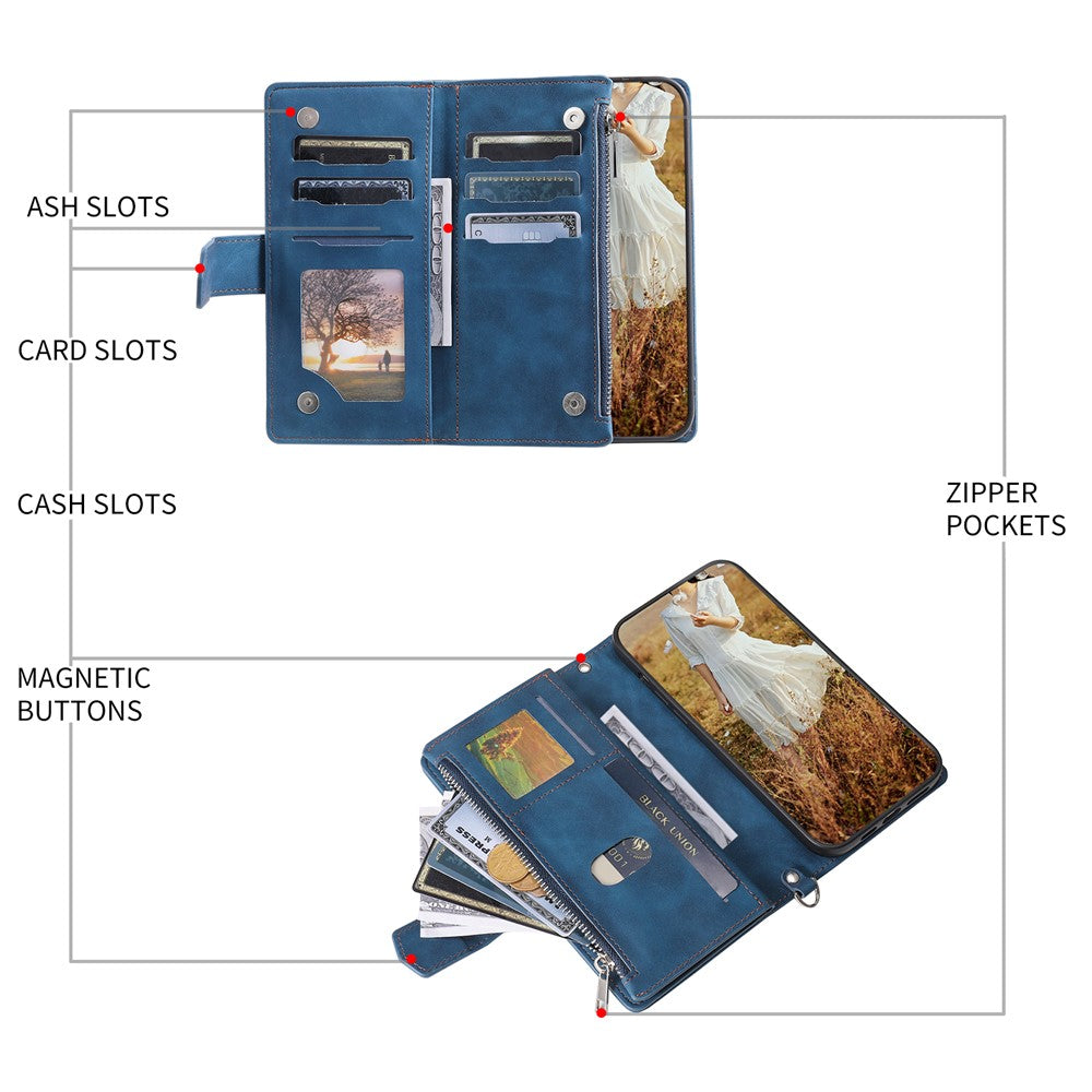 For Xiaomi Redmi 12 4G Phone Case PU Leather Shell Rhombus Pattern Imprinted Zipper Pocket Wallet Stand Cover