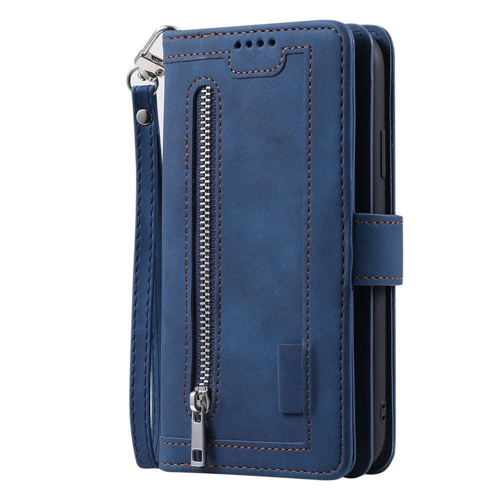 For Xiaomi Redmi 12 4G Zipper Pocket PU Leather Phone Case 9 Card Slots Drop-proof Cover