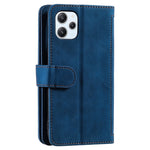 For Xiaomi Redmi 12 4G Zipper Pocket PU Leather Phone Case 9 Card Slots Drop-proof Cover