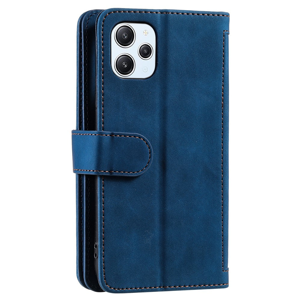 For Xiaomi Redmi 12 4G Zipper Pocket PU Leather Phone Case 9 Card Slots Drop-proof Cover