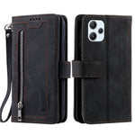 For Xiaomi Redmi 12 4G Zipper Pocket PU Leather Phone Case 9 Card Slots Drop-proof Cover