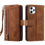 For Xiaomi Redmi 12 4G Zipper Pocket PU Leather Phone Case 9 Card Slots Drop-proof Cover