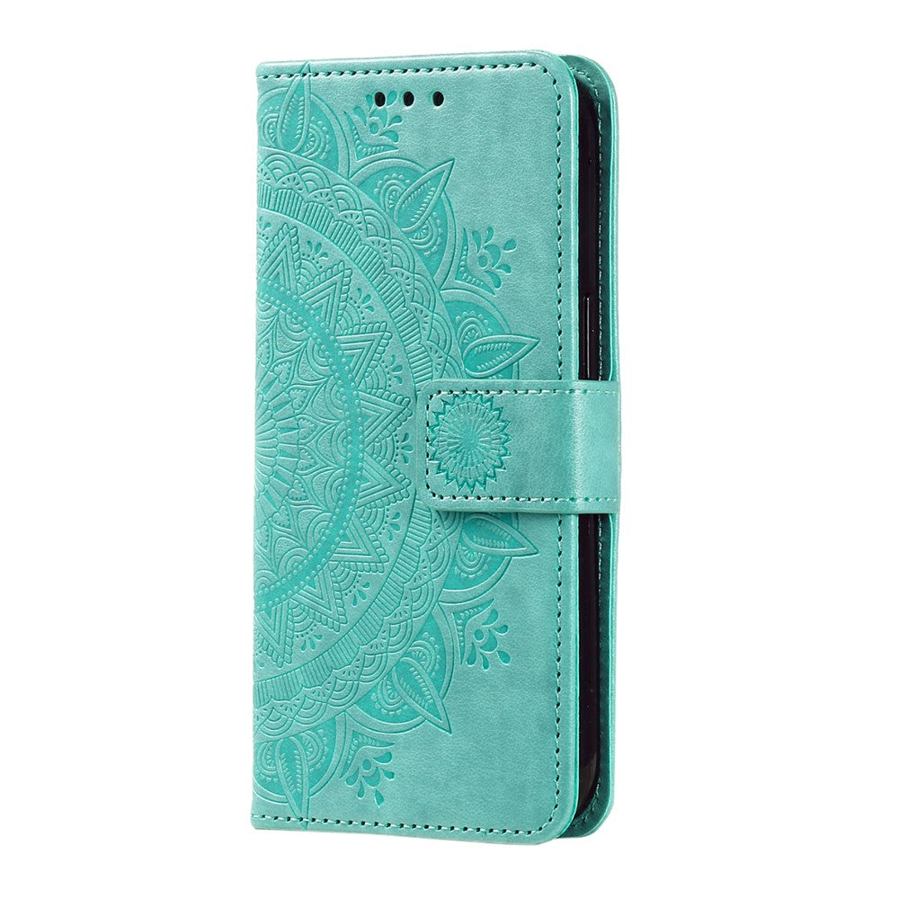 Stand Cover for Xiaomi Redmi 12 4G PU Leather Mandala Flower Imprint Wallet Phone Case with Strap