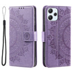 Stand Cover for Xiaomi Redmi 12 4G PU Leather Mandala Flower Imprint Wallet Phone Case with Strap
