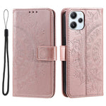 Stand Cover for Xiaomi Redmi 12 4G PU Leather Mandala Flower Imprint Wallet Phone Case with Strap