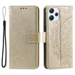Stand Cover for Xiaomi Redmi 12 4G PU Leather Mandala Flower Imprint Wallet Phone Case with Strap