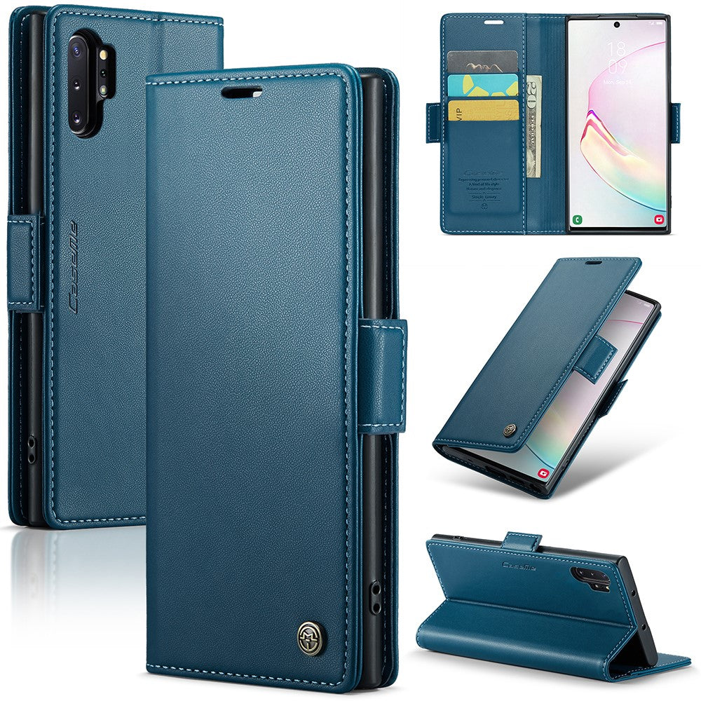 For Samsung Galaxy Note 10 Plus 4G Leather Case CASEME 023 RFID Blocking 3 Card Slot Mobile Cover