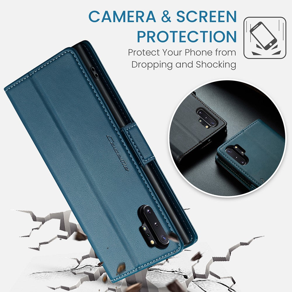 For Samsung Galaxy Note 10 Plus 4G Leather Case CASEME 023 RFID Blocking 3 Card Slot Mobile Cover