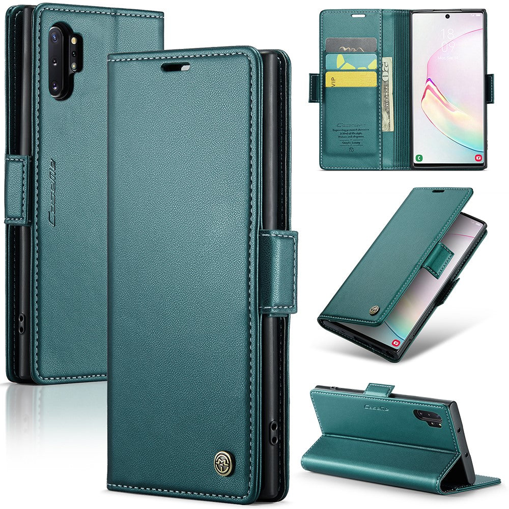For Samsung Galaxy Note 10 Plus 4G Leather Case CASEME 023 RFID Blocking 3 Card Slot Mobile Cover