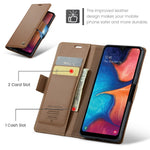 CASEME 023-serien för Samsung Galaxy A40 RFID-blockerande PU-läderfodral med stativ, plånbok och fallskydd