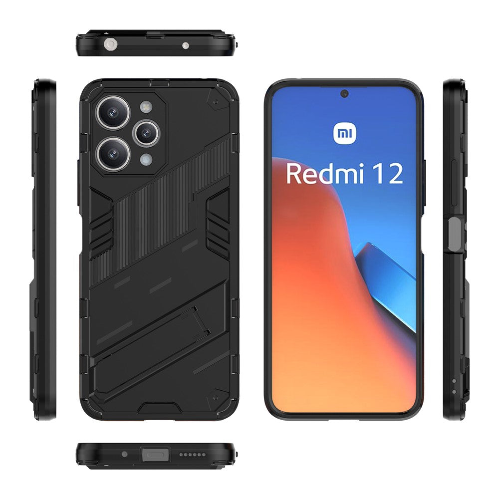 For Xiaomi Redmi 12 4G / 12 5G (Global) / Poco M6 Pro 5G Anti-drop Protective Phone Case Kickstand PC+TPU Phone Cover