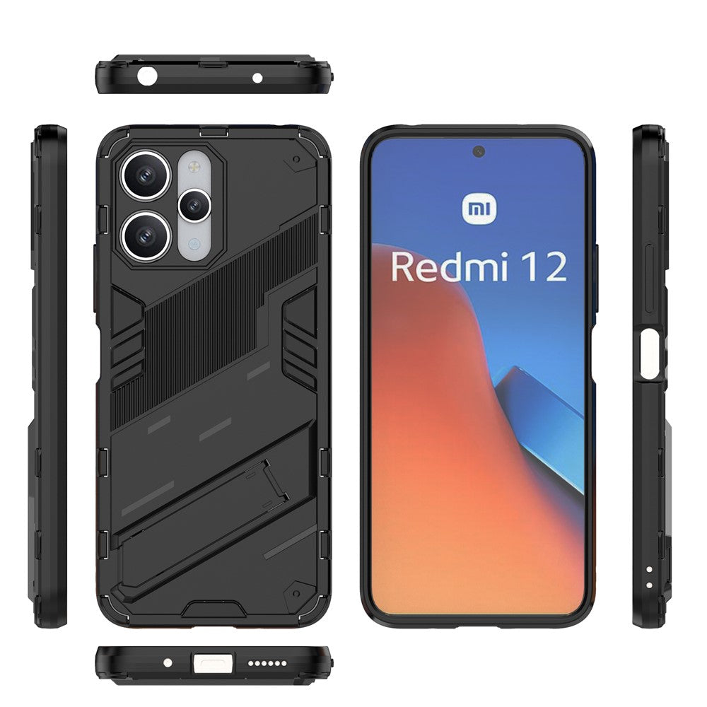 For Xiaomi Redmi 12 4G / 12 5G (Global) / Poco M6 Pro 5G Anti-drop Protective Phone Case Kickstand PC+TPU Phone Cover