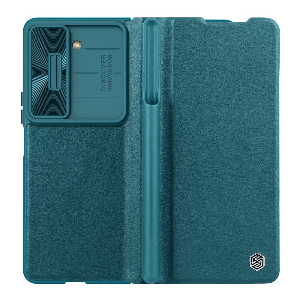 NILLKIN Qin Pro-serien för Samsung Galaxy Z Fold5 5G PU-läderfodral med glidande kameraskydd och pennfack