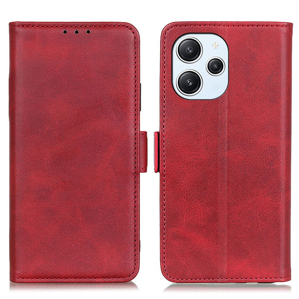 For Xiaomi Redmi 12 4G Flip Wallet Case PU Leather Cowhide Texture Stand Protective Phone Cover