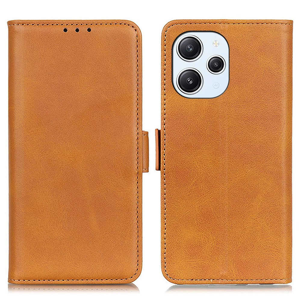 For Xiaomi Redmi 12 4G Flip Wallet Case PU Leather Cowhide Texture Stand Protective Phone Cover