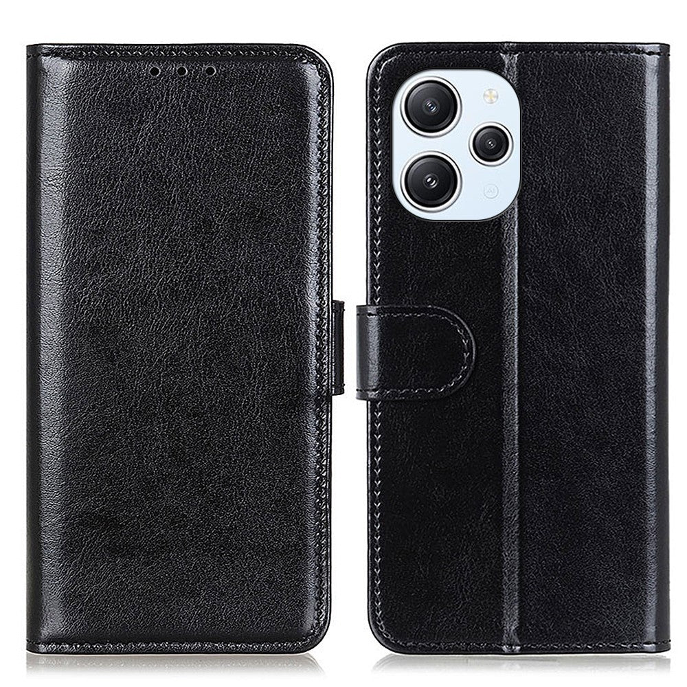Xiaomi Redmi 12 4G PU-läderflipfodral Crazy Horse Texture Stand-plånbok