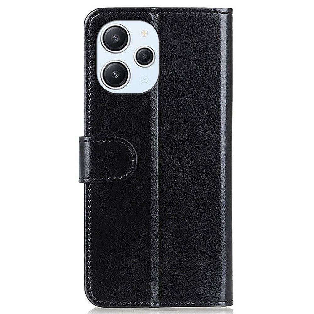 Xiaomi Redmi 12 4G PU-läderflipfodral Crazy Horse Texture Stand-plånbok