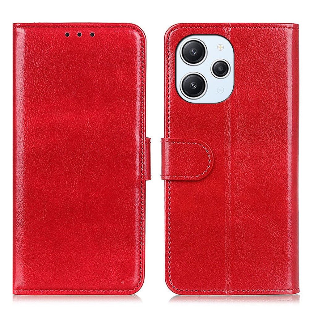 Xiaomi Redmi 12 4G PU-läderflipfodral Crazy Horse Texture Stand-plånbok