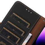 For Samsung Galaxy S23 FE RFID Blocking Wallet Case Silky Feeling Genuine Cow Leather Stand Phone Cover