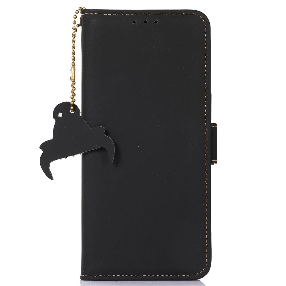 For Samsung Galaxy S23 FE RFID Blocking Wallet Case Silky Feeling Genuine Cow Leather Stand Phone Cover