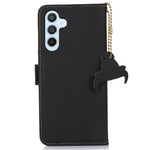 For Samsung Galaxy S23 FE RFID Blocking Wallet Case Silky Feeling Genuine Cow Leather Stand Phone Cover