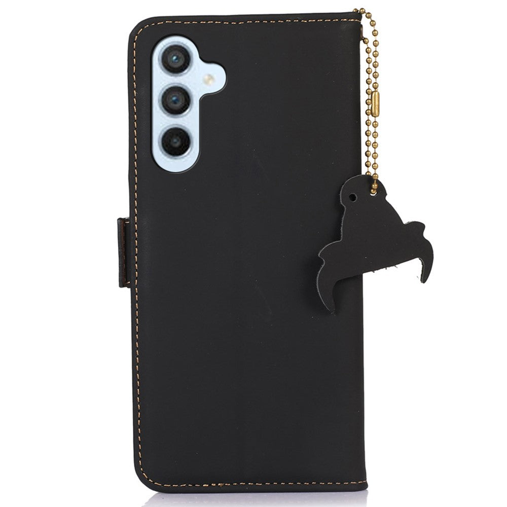 For Samsung Galaxy S23 FE RFID Blocking Wallet Case Silky Feeling Genuine Cow Leather Stand Phone Cover