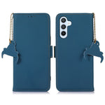 For Samsung Galaxy S23 FE RFID Blocking Wallet Case Silky Feeling Genuine Cow Leather Stand Phone Cover