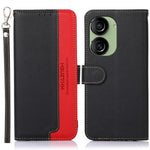 KHAZNEH Til Asus Zenfone 10 5G PU Læderetui Litchi Tekstur Pung RFID Blokerende Stativ Telefoncover