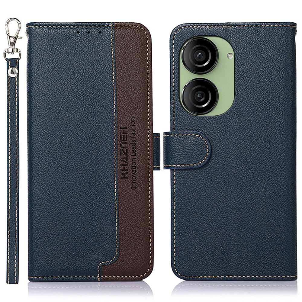 KHAZNEH Til Asus Zenfone 10 5G PU Læderetui Litchi Tekstur Pung RFID Blokerende Stativ Telefoncover
