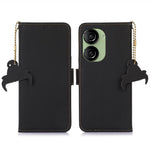 For Asus Zenfone 10 5G Silky Feeling Genuine Cow Leather Phone Cover RFID Blocking Wallet Stand Case