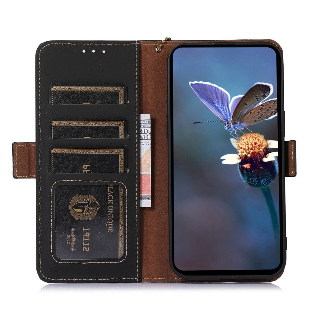 For Asus Zenfone 10 5G Silky Feeling Genuine Cow Leather Phone Cover RFID Blocking Wallet Stand Case