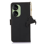 For Asus Zenfone 10 5G Silky Feeling Genuine Cow Leather Phone Cover RFID Blocking Wallet Stand Case