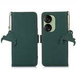 For Asus Zenfone 10 5G Silky Feeling Genuine Cow Leather Phone Cover RFID Blocking Wallet Stand Case